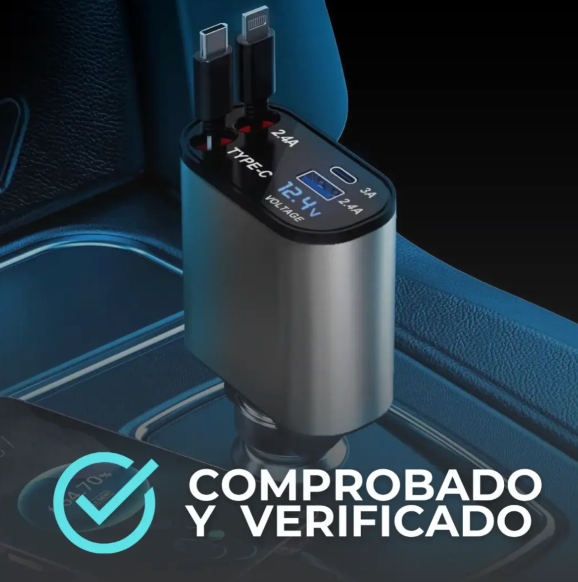 Turbo Ninja® - Cargador para Carro 4 en 1